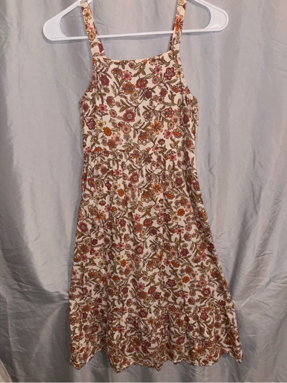 Old Navy Cream Floral Midi Dress with Rust & Olive Botanicals